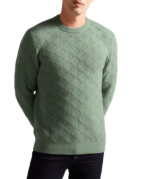 Men | Long Sleeve Textured Cable Crew Ne | Sage