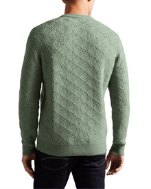 Men | Long Sleeve Textured Cable Crew Ne | Sage