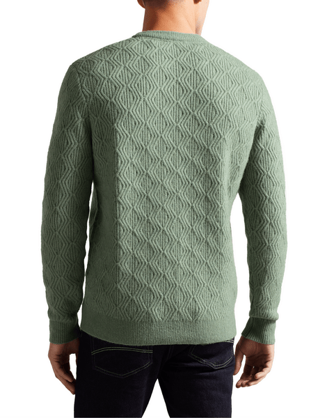 Men | Long Sleeve Textured Cable Crew Ne | Sage