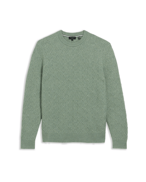 Men | Long Sleeve Textured Cable Crew Ne | Sage