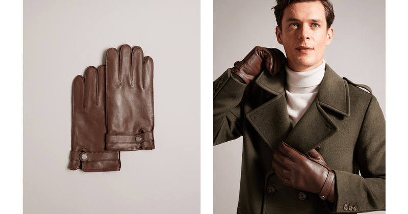 Men | Leather Gloves | Brown Red