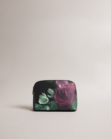 Men | Floral Printed Makeup Bag | Black