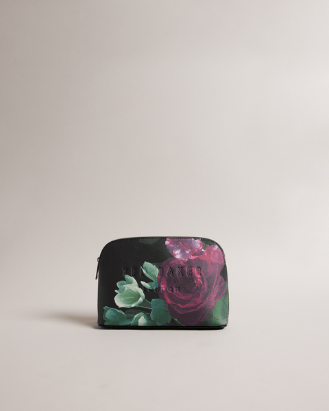 Men | Floral Printed Makeup Bag | Black