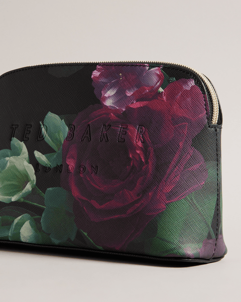 Men | Floral Printed Makeup Bag | Black