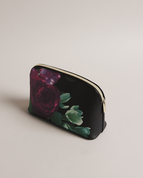 Men | Floral Printed Makeup Bag | Black