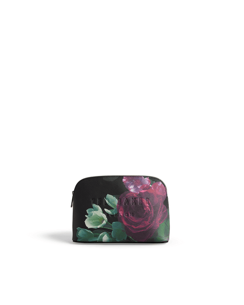 Men | Floral Printed Makeup Bag | Black