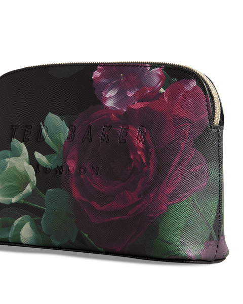 Men | Floral Printed Makeup Bag | Black