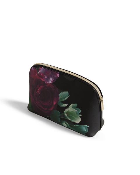 Men | Floral Printed Makeup Bag | Black