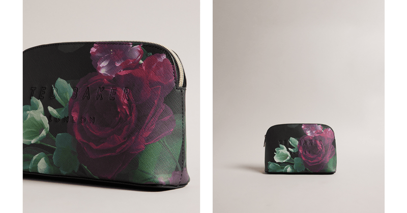 Men | Floral Printed Makeup Bag | Black