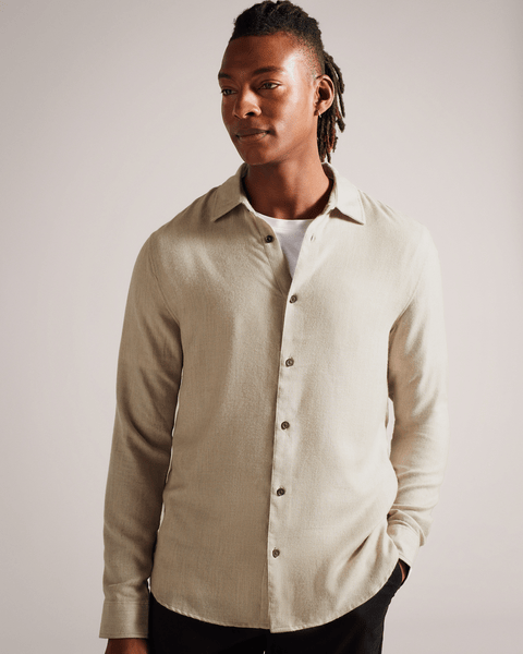Men | Lightweight Twill Flannel | Stone