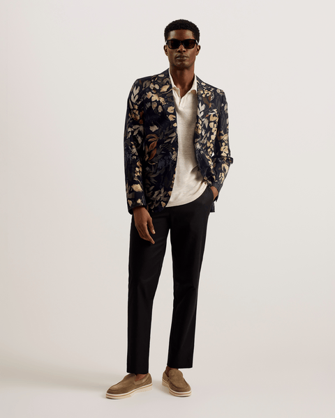 Men | Jersey Floral Suit Jacket | Black