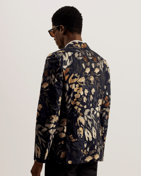 Men | Jersey Floral Suit Jacket | Black