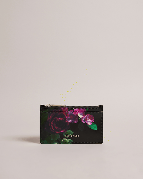 Men | Floral Printed Card Holde | Black