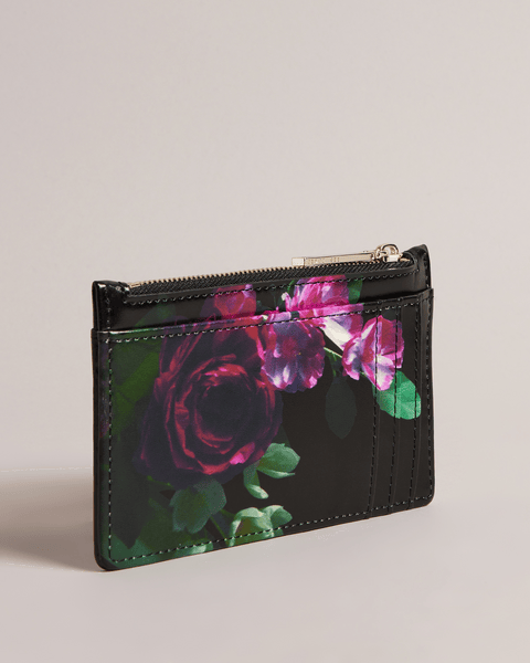 Men | Floral Printed Card Holde | Black
