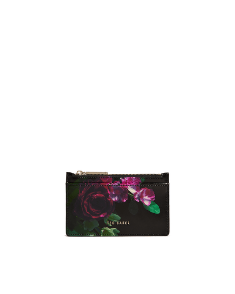Men | Floral Printed Card Holde | Black