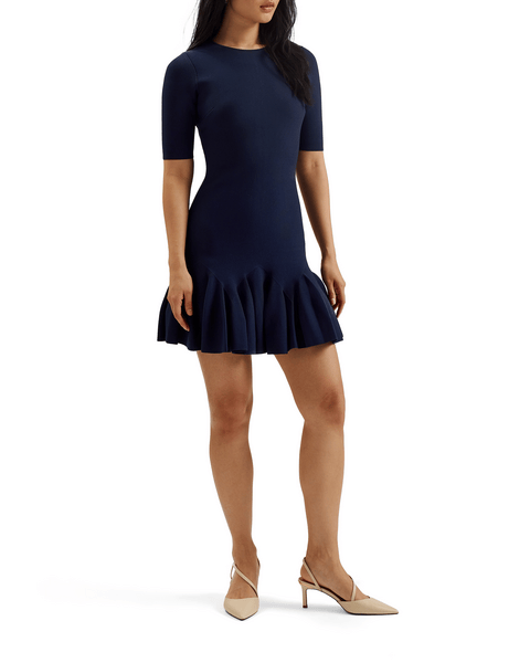 navy skater dresses Short knitted skater dress Navy for Women