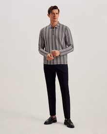 Men | Capuzzo Long Sleeve Textured Open Neck | Navy
