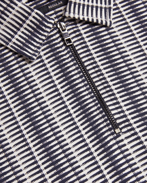 Men | Capuzzo Long Sleeve Textured Open Neck | Navy