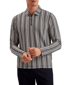 Men | Capuzzo Long Sleeve Textured Open Neck | Navy