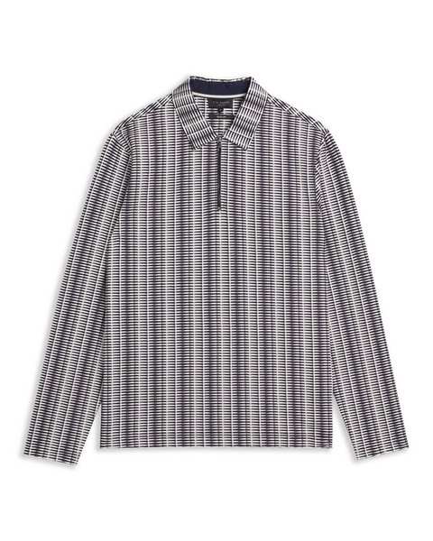 Men | Capuzzo Long Sleeve Textured Open Neck | Navy