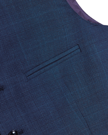 Men | Check Wool Suit Waistcoat | Navy
