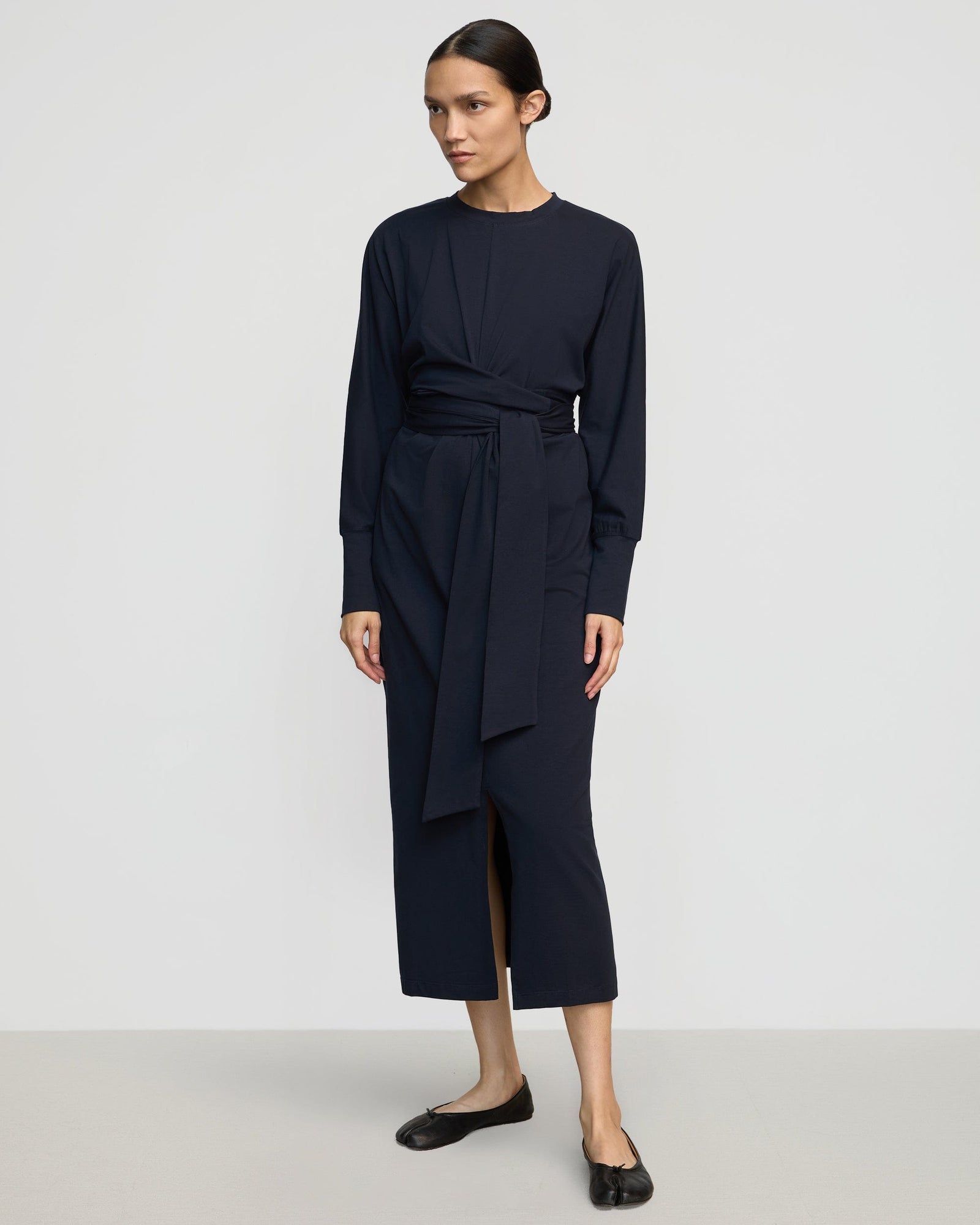 Wei Tie-Front Organic Cotton Dress | Navy