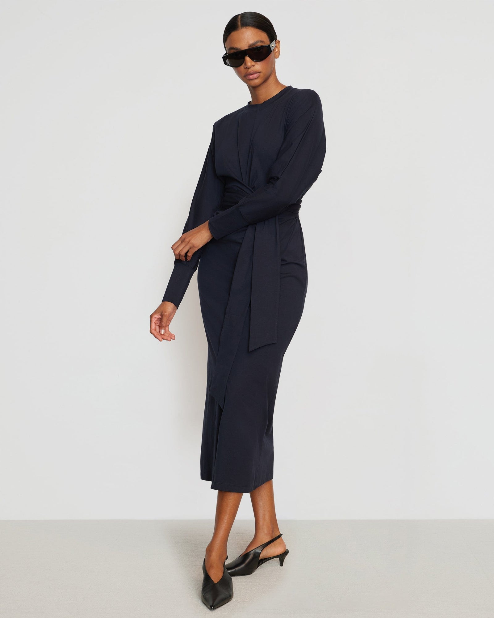 Wei Tie-Front Organic Cotton Dress | Navy