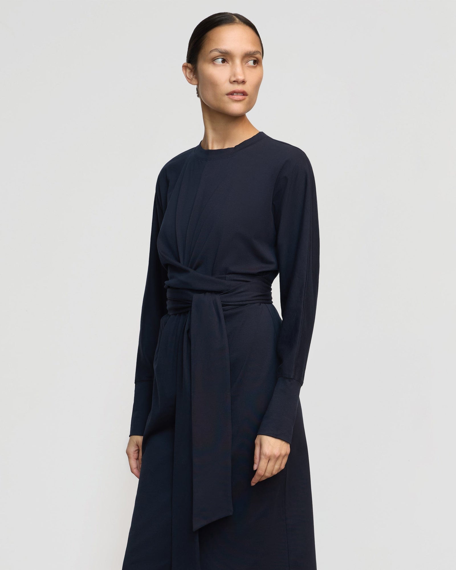 Wei Tie-Front Organic Cotton Dress | Navy