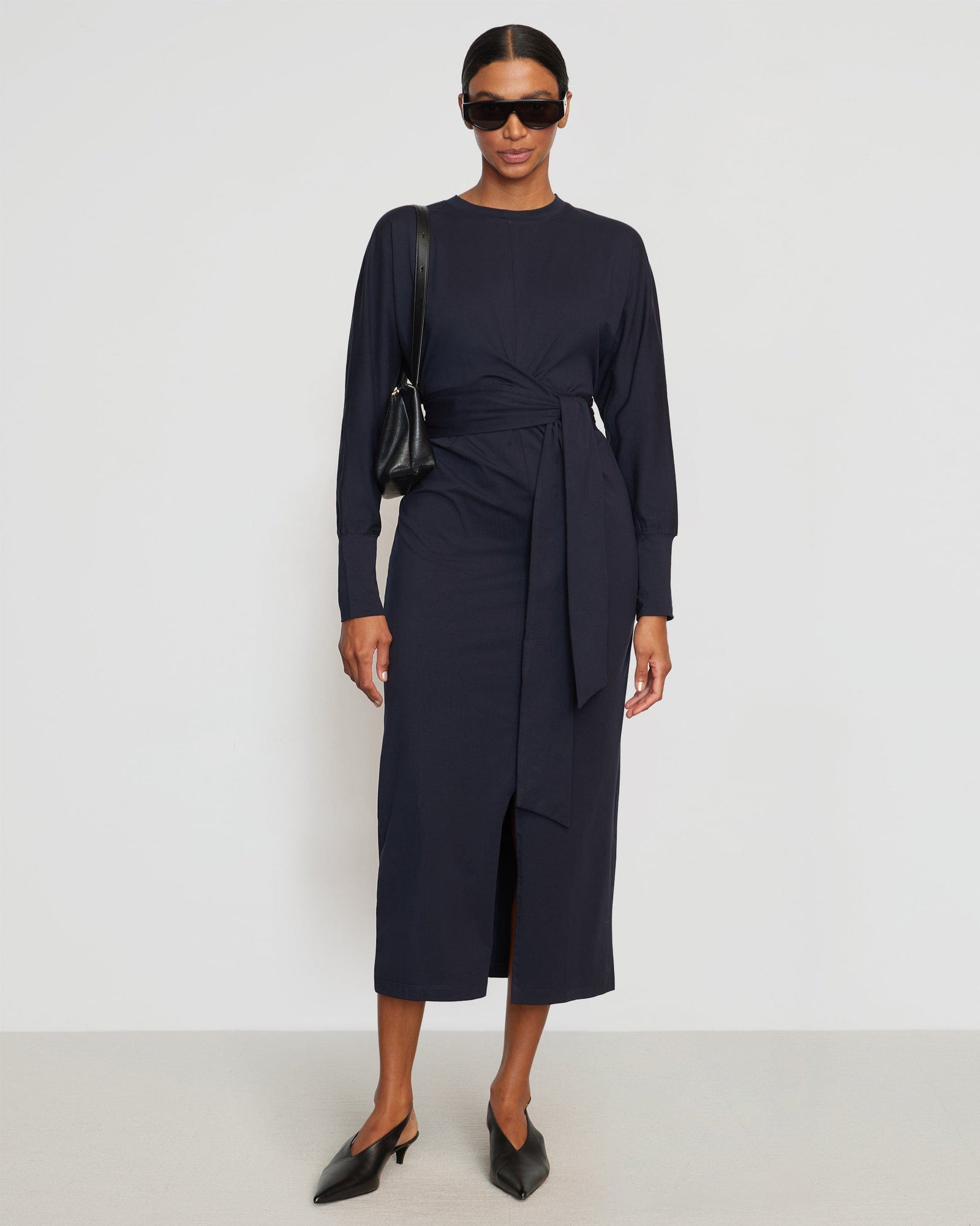 Wei Tie-Front Organic Cotton Dress | Navy