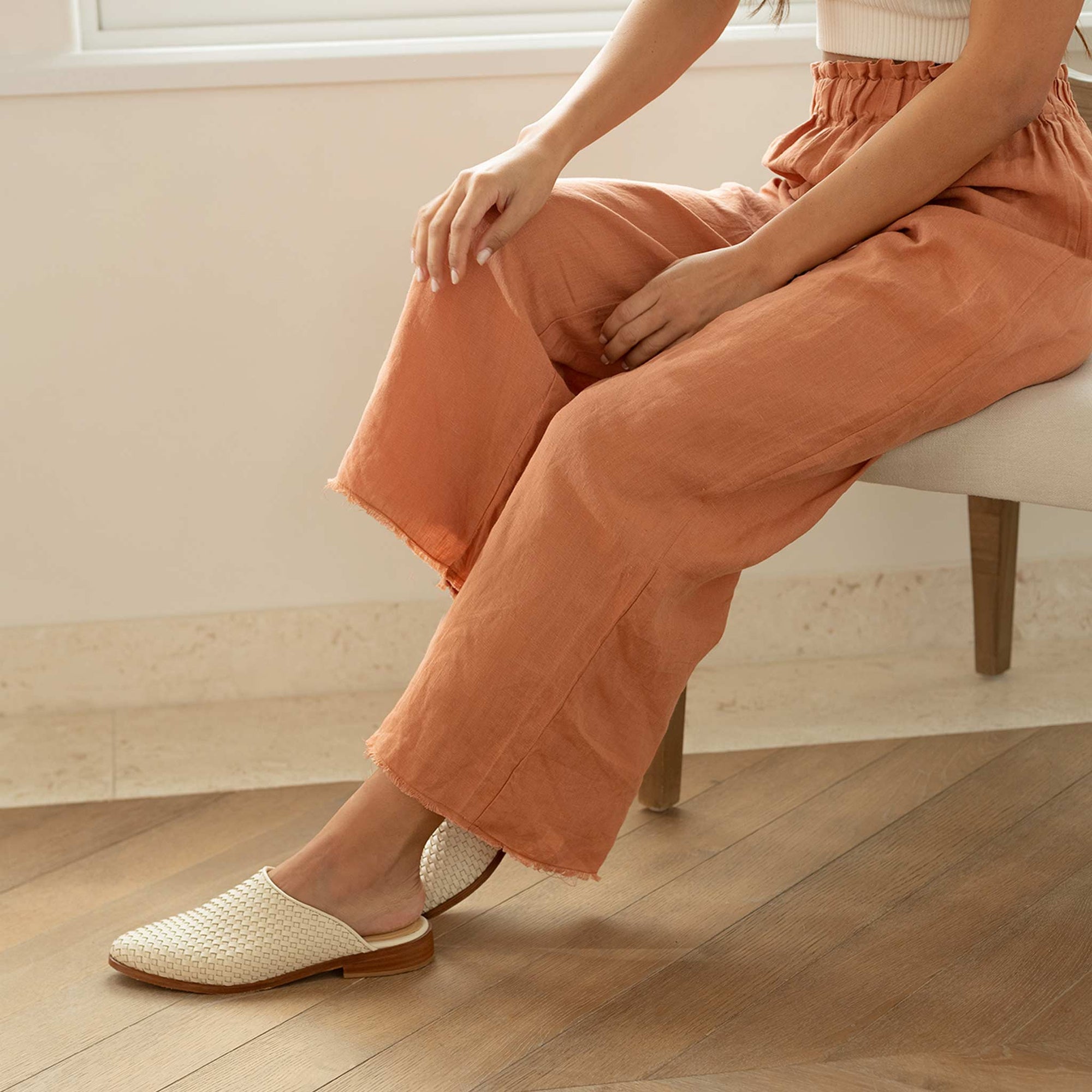 Image 4 of the Ama Mule Woven Bone Women's Leather Slip On Nisolo