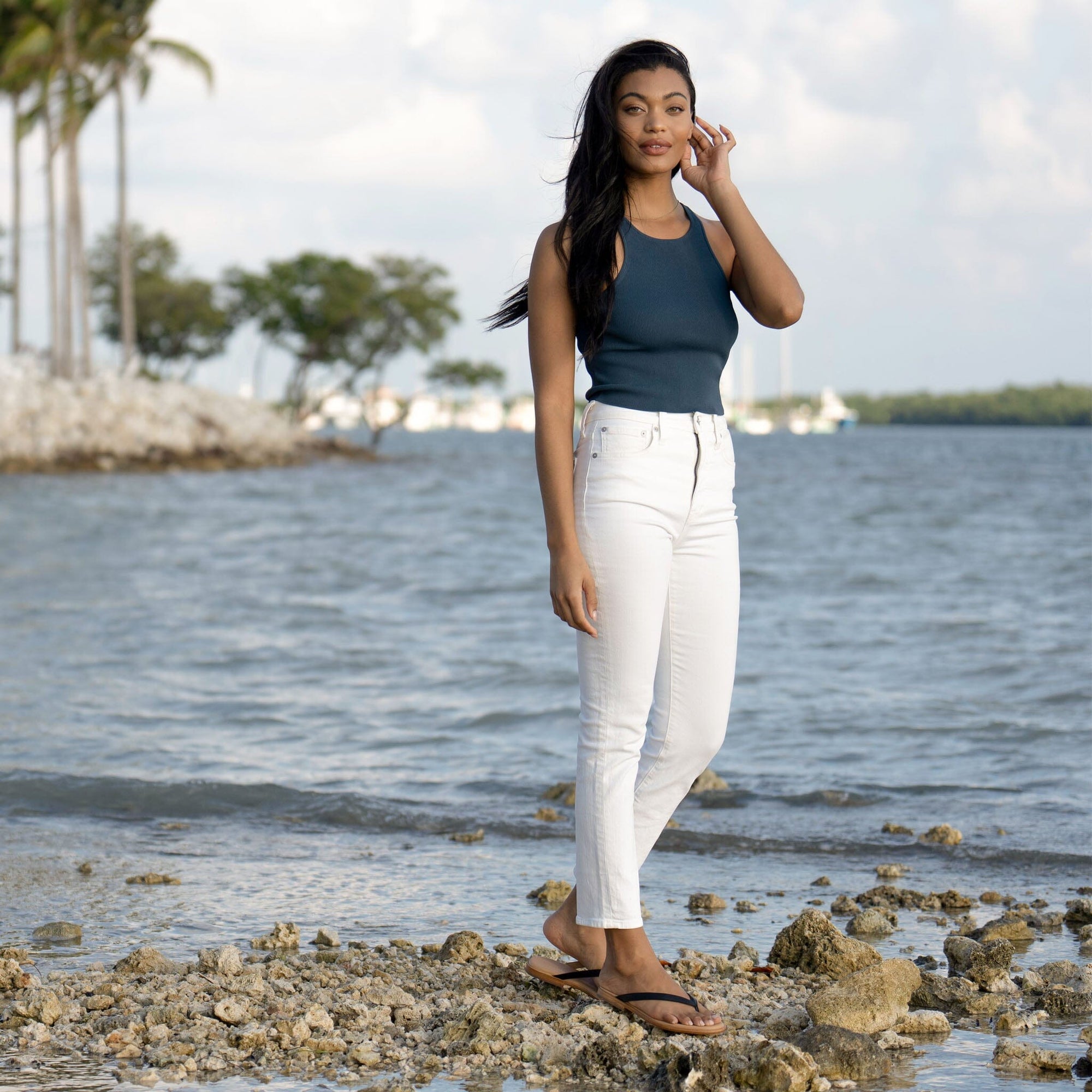 Isabel Go-To Flip Flop Black Women's Leather Flip Flop Nisolo