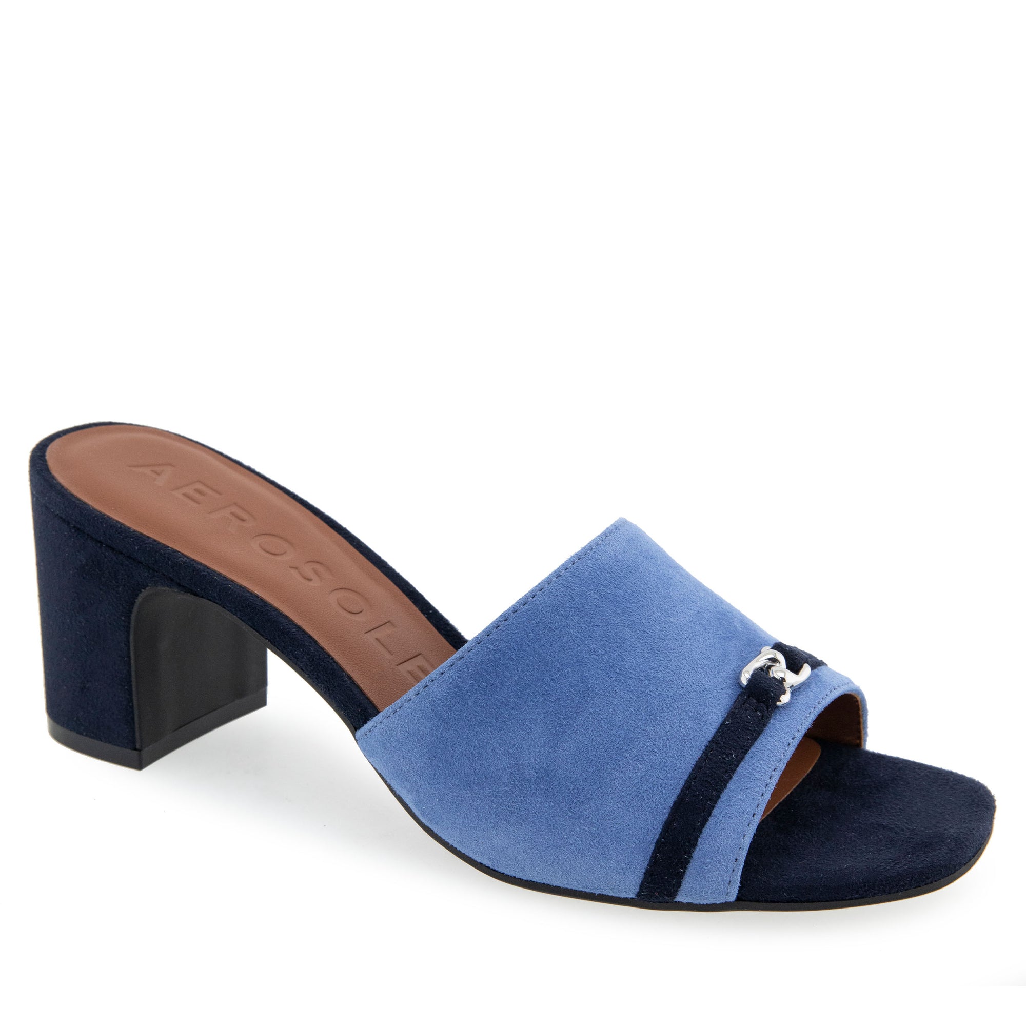 Gela Sandal Dress Block Heel | Blue Jean Suede