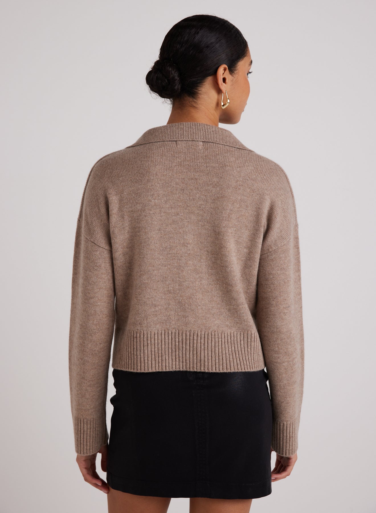 Wool and Cashmere Blend Collared Sweater | Heather Fawn