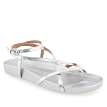 Leera Sandal Footbed | Silver Metallic Faux Leather