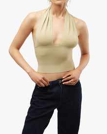 Knit Fine Sweater Halter Top | Oat