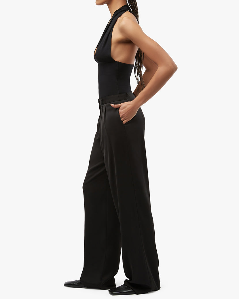 Knit Fine Sweater Halter Top | Black