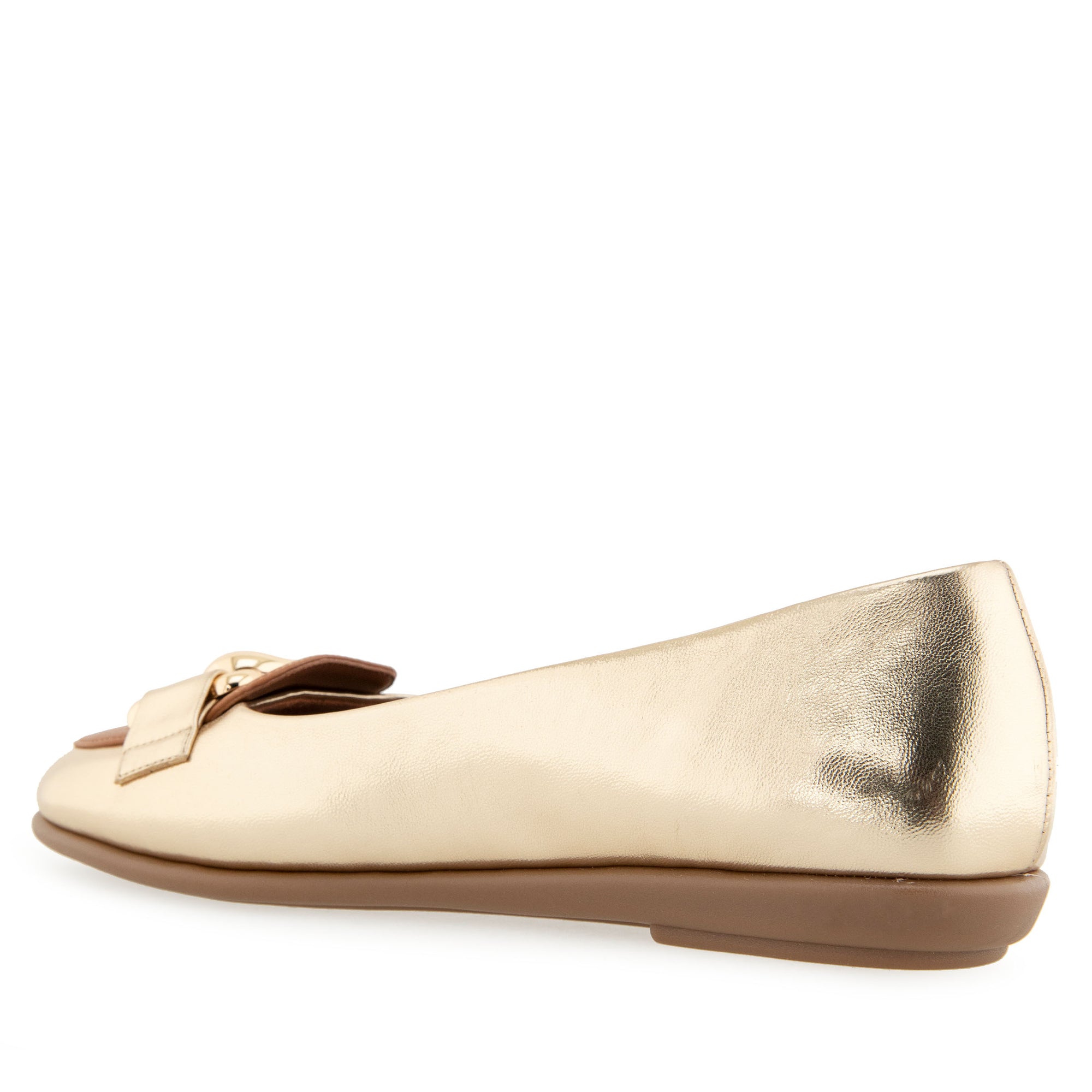 Bell Casual Flat | Gold/Tan Faux Leather