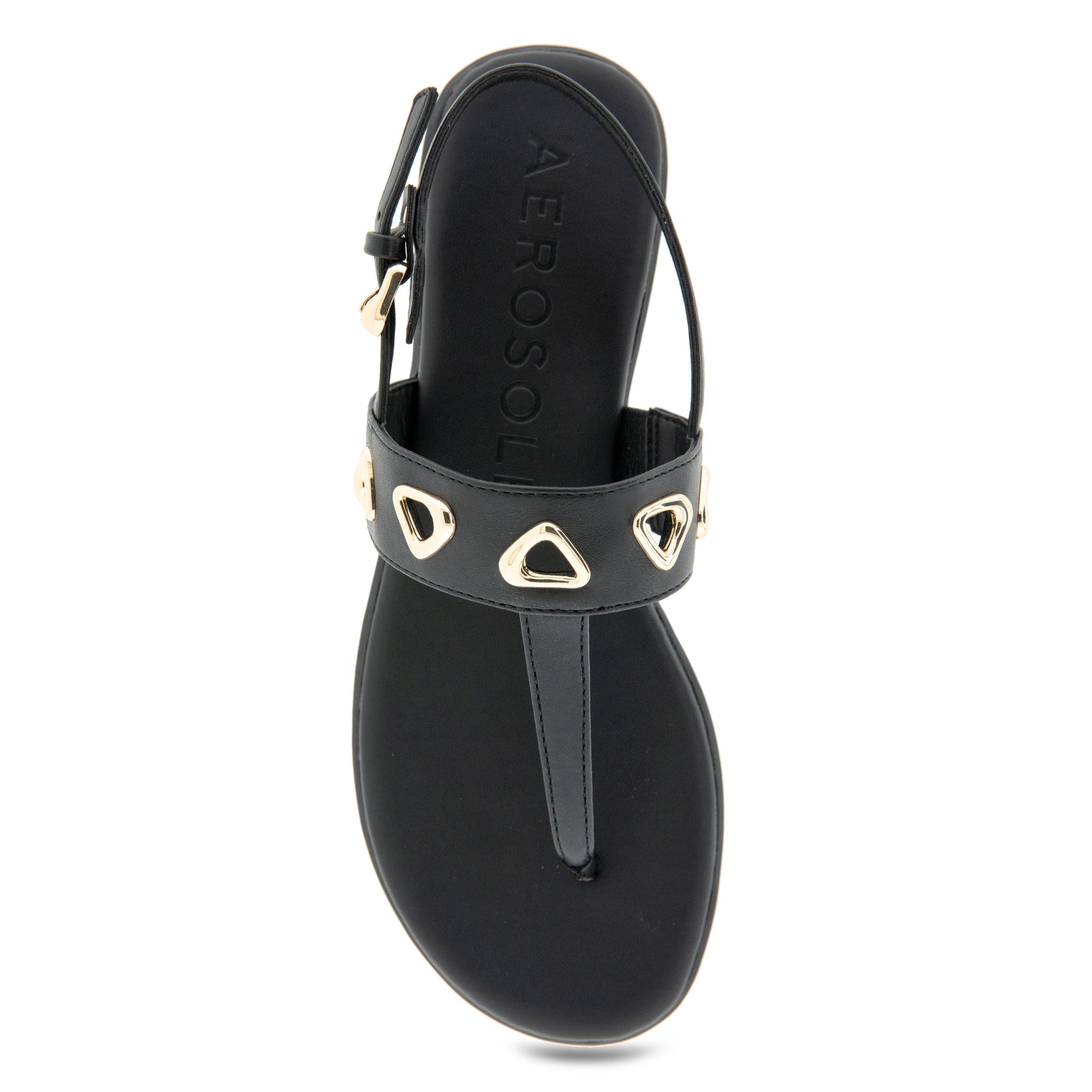 Iago Sandal Flat | Black Faux Leather