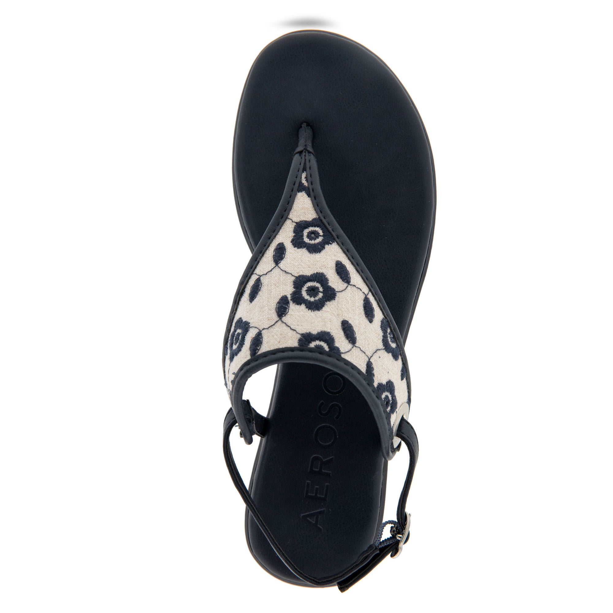 Conclusion Sandal Flat | Natural/Navy Floral Linen