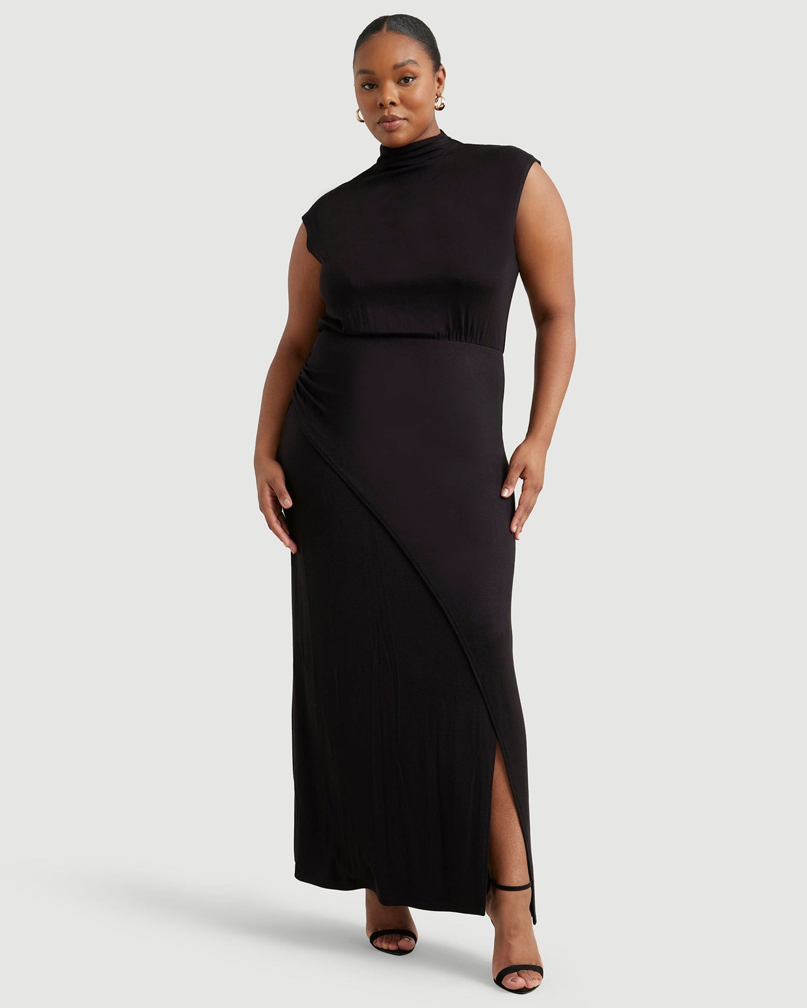 Candice | Yimei Mock-Neck Side-Slit Dress in Size 1X