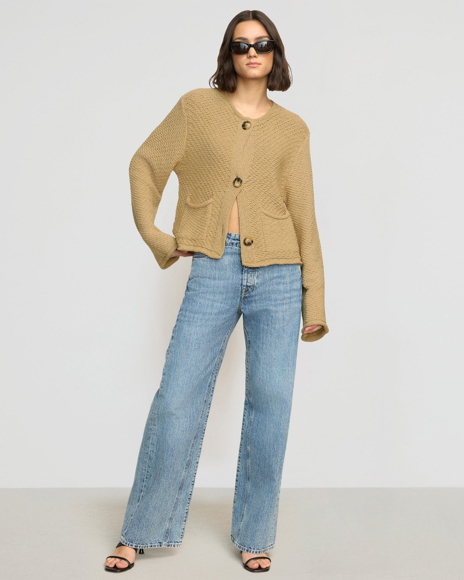 Yoojin Textured Knit Cardigan | Honey Oat