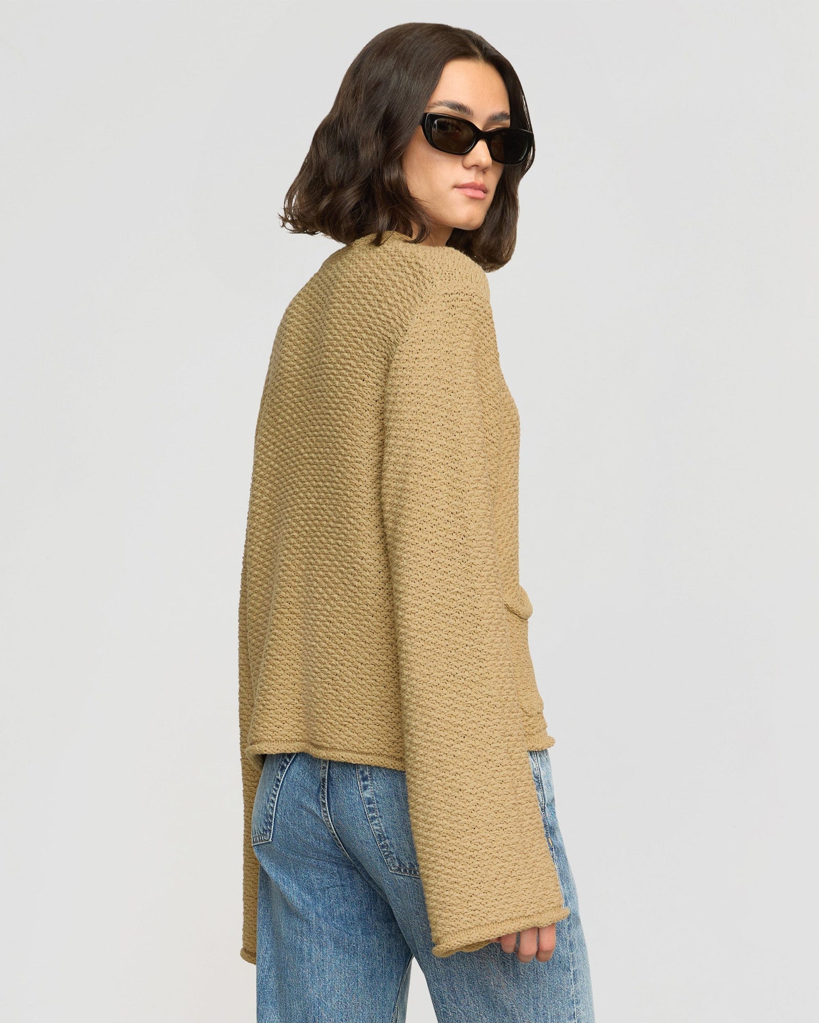 Yoojin Textured Knit Cardigan | Honey Oat