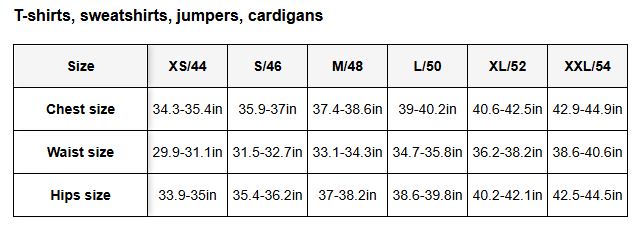 Product size guide