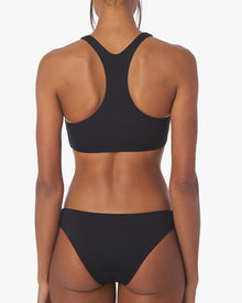 Zip Front Racerback Bikini Top | Black