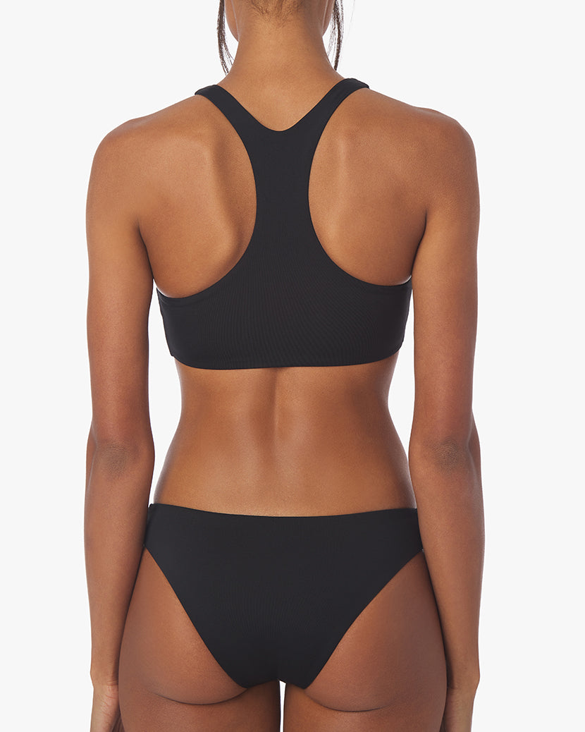 Zip Front Racerback Bikini Top | Black