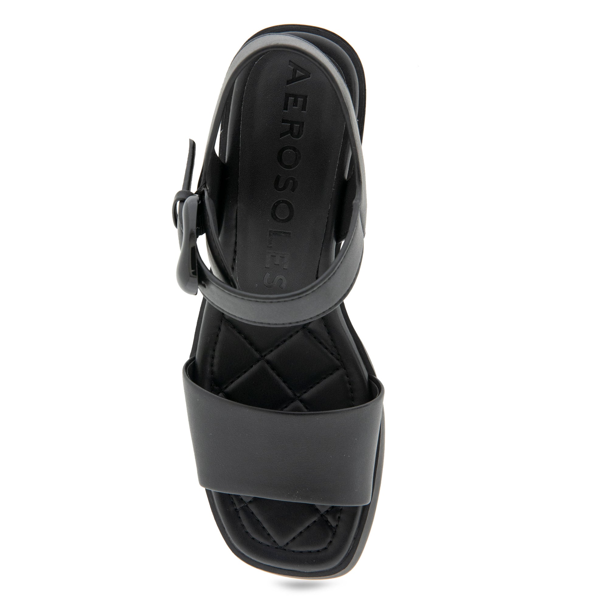 Dorian Sandal Block Heel | Black Faux Leather