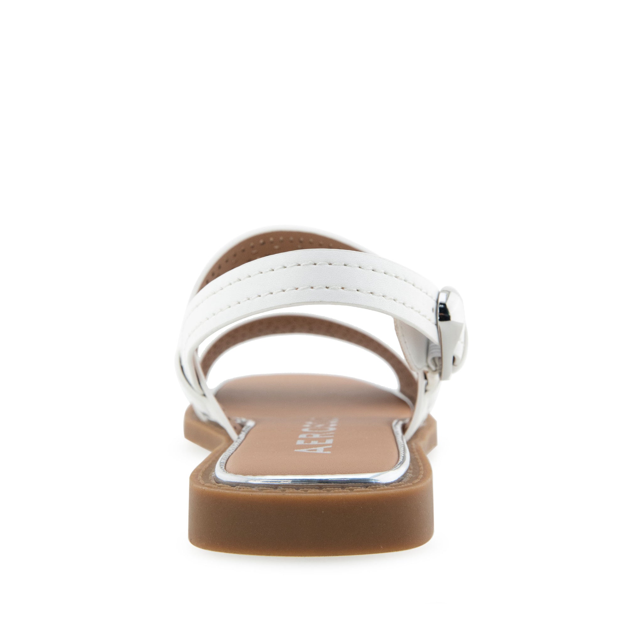 Carole Sandal Flat | White Perf Faux Leather