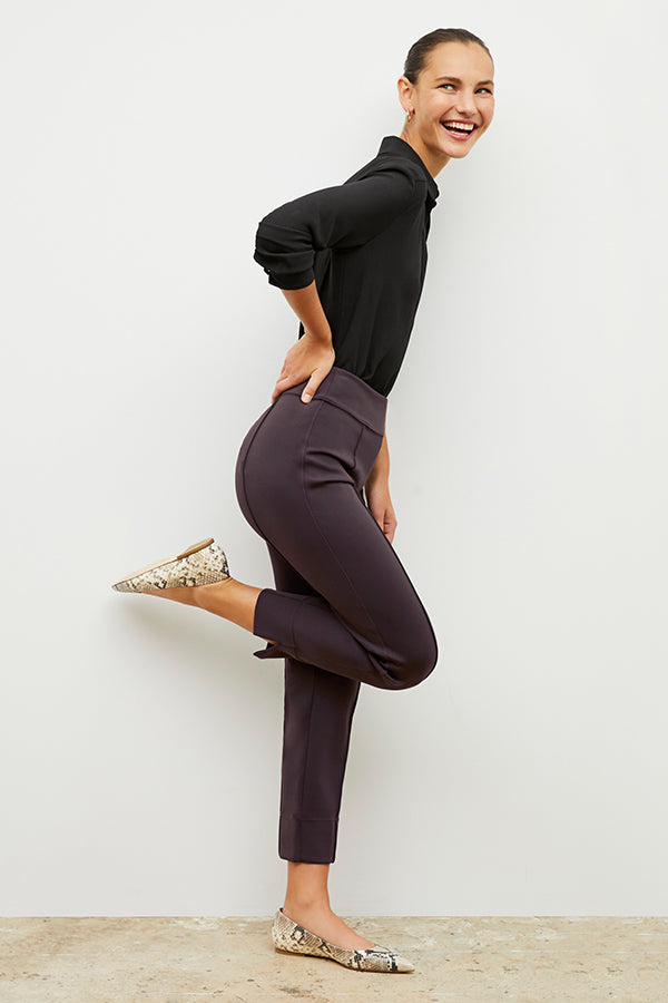 Front image of a woman wearing the robin pant in haze | Exclude