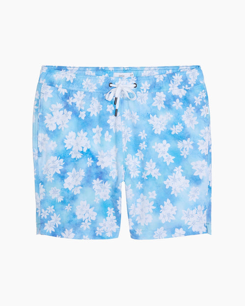 Watercolor floral stripes swim shorts